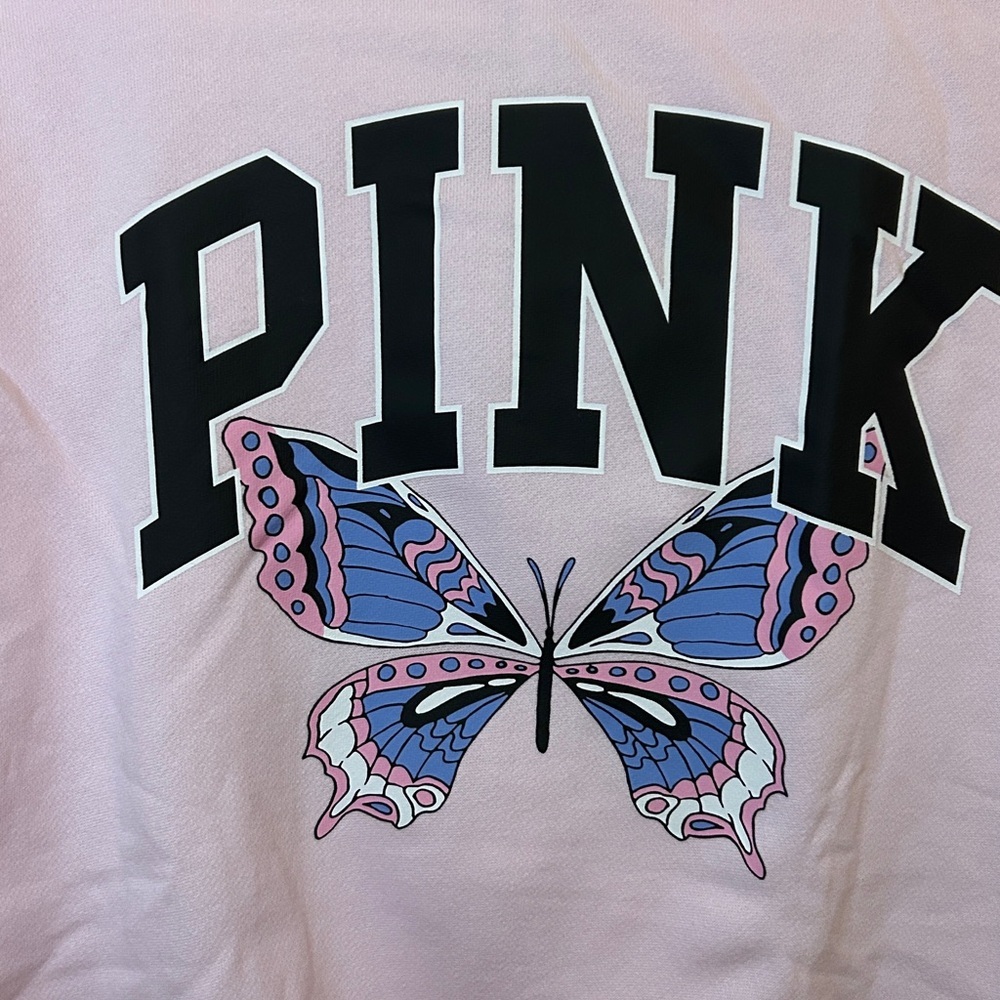 PINK Victoria's Secret Light Pink Zip-Up Hoodie with Butterfly design - Picture 2 of 7